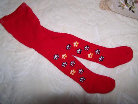 Termo červené pančuška s kvietkami, 86