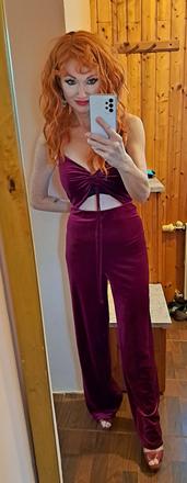 Štýlový sametový overal raz oblečený, fishbone,m