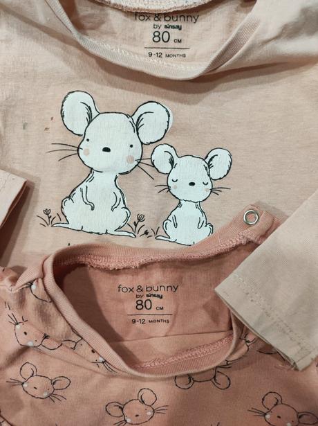 Tričká 3ks, fox & bunny,80