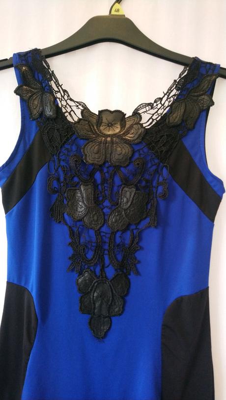 Dámske elastické šaty modro čierne, s