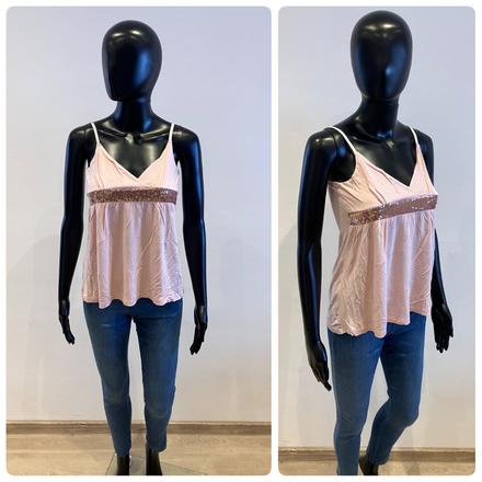 Dámsky ružový top s flitrami amisu (s), amisu,s