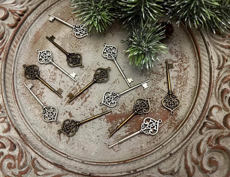 Dekoračné bronzové kľúčiky - 3 ks ( sada ),