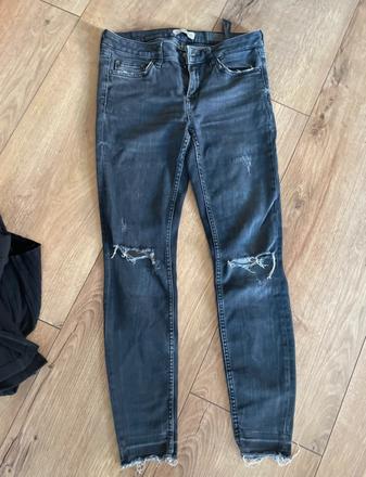 Šedé rifle s dierami zara, zara,xs