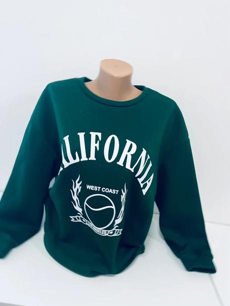Štýlová tmavozelená mikina california, m