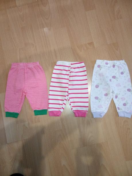 3x nohavice 3-6 mes., 50–62