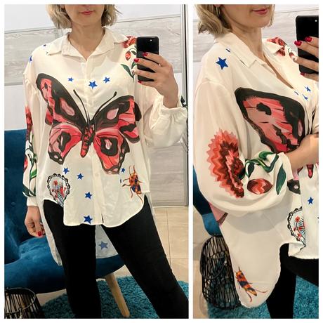 Dámska blúzka s motýlom a vzorom, l / m / s / xl