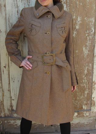 Štýlový dlhší vlnený kabát, 36