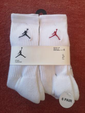 Air jordan ponožky 6 párov veľkosť 37,5-40, air jordan,37 / 38 / 39 / 40
