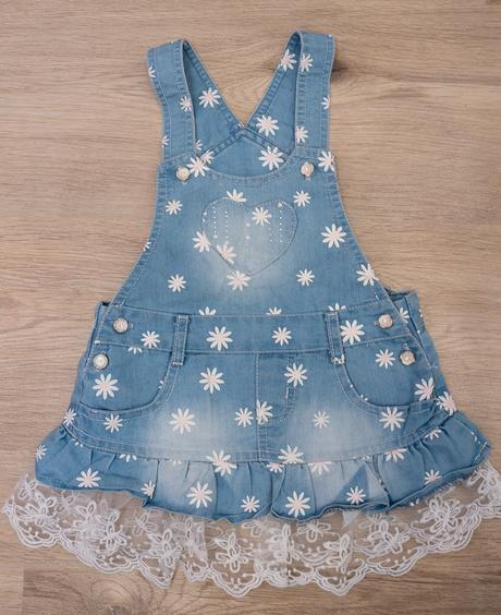 Set riflová sukňa na traky a tričko, 86