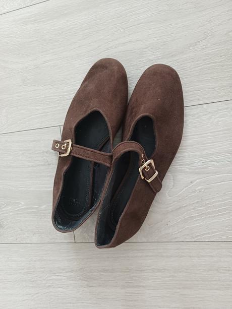 H&m kvalitné kožené hnedé baleríny 37, h&m,37