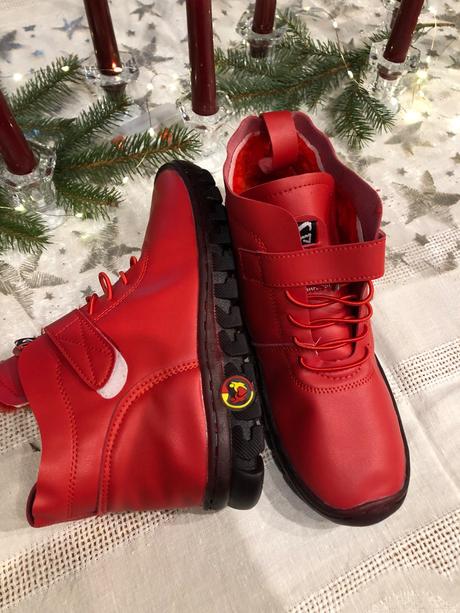 Červené zateplené cizmy/ topánky, 36