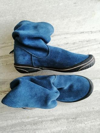 Modré čižmičky bata, v37, koža, vd 23,5 cm max, baťa,37