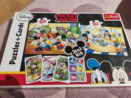 2x puzzle + karty čierny peter 3v1, 