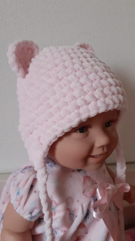 Háčkovaná čiapka s uškami, 50 - 98