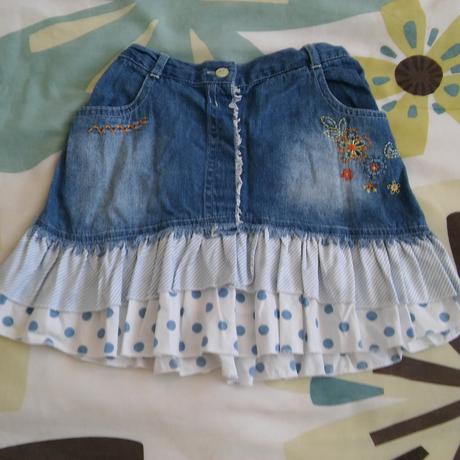 Riflová suknička s volánmi, st. bernard,98