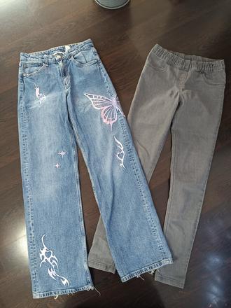 Dievčenské rifle wide leg low waist, h&m,164