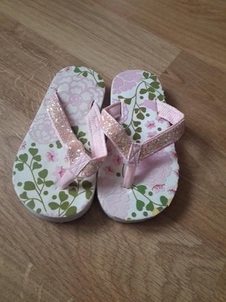 Zabky slapky flip-flop ruzova zelena trblietky, 24
