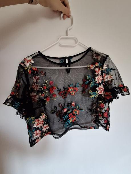 Vyšívaný priesvitný top, xs