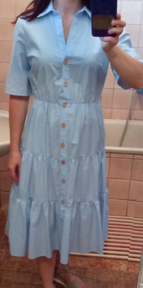 Bledomodre košeľové šaty, m