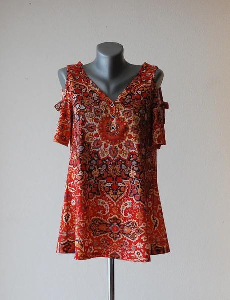 Boho tunika noracora s odhalenými ramenami, s