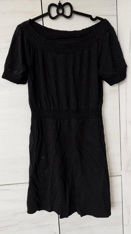 Čierne šaty s možnosťou spustených ramien, bonprix,34