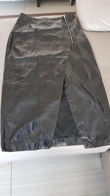 Koženková dlhá sukňa h&m, h&m,m