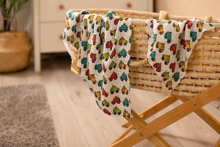 Sensillo sada bambusových plienok autá 30x30cm a 7, 