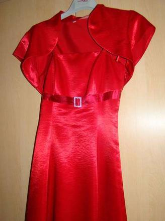 Satenove cervene saty s bolerkom 32-36, 34