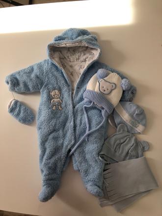 Kombinéza overal rukavice čiapka šál, 86