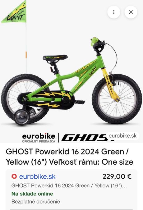 Detsky bicykel ghost powerkid 16 green / yellow, ghost,16
