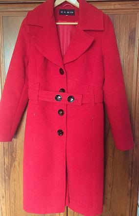 Dámsky červený kabát, 38 / 40 / m