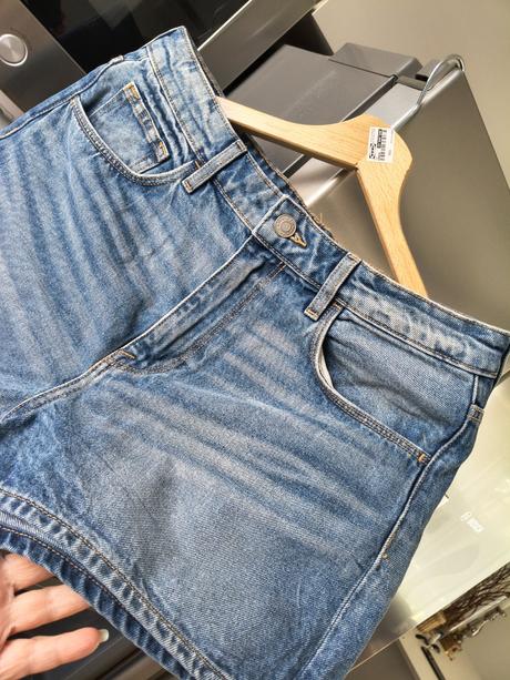 H&m riflové šortky s vysokým pásom m, h&m,m