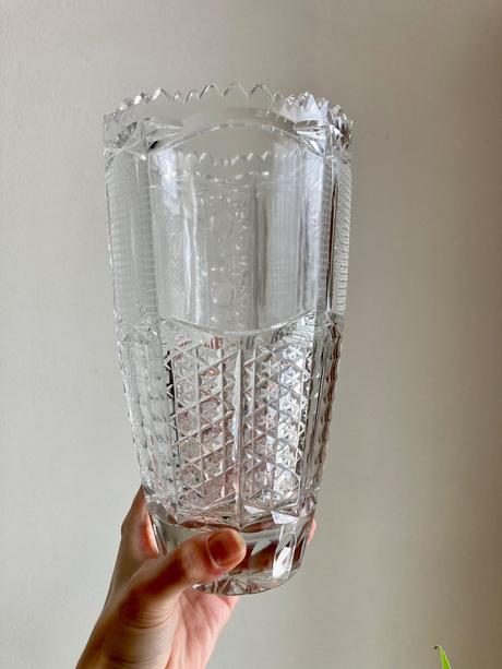 Brúsená kryštálová váza + popolník, 