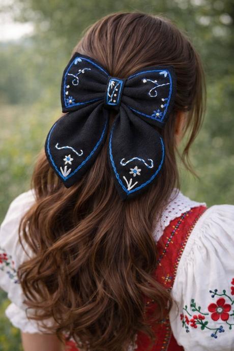 Ručne vyšívaná mašla do vlasov, 