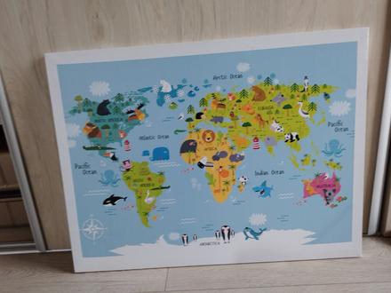 Detsky obraz/plátno mapa so zvieratami, 