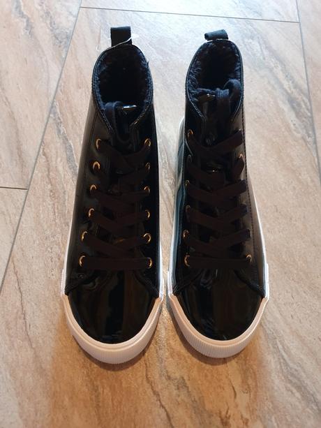 Zateplené čierne členkové tenisky, h&m,38