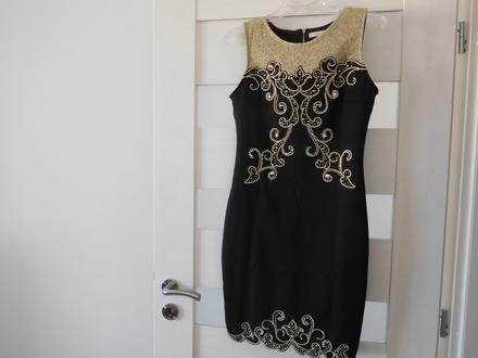 Šaty tielkové vzorované do zlata- 38v, pružné, 38