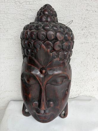 Hlava budha socha soska pc 190 cca 41 cm drevorez, 