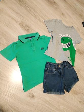 Tričko 2x plus riflové kraťasy, 86–98