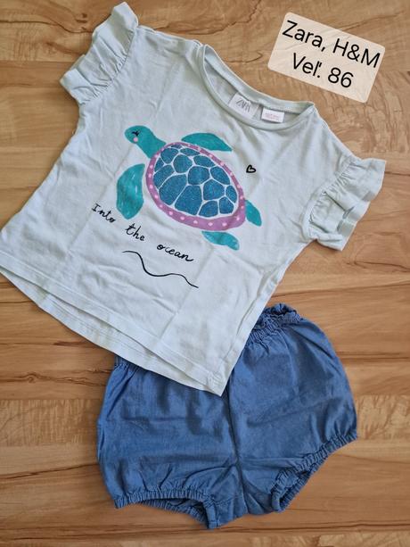Tričko zara "korytnačka" a šortky, veľ. 86, zara,86