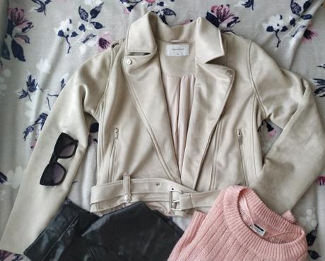 Štýlová biker bunda v béžovej farbe veľ.38, 38