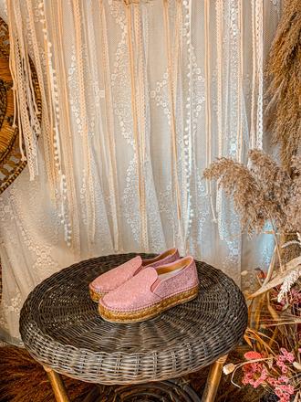 Gaimo ružové espadrilky flitrovane na platforme, 36