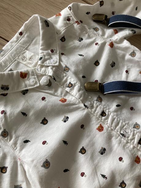 Komplet košeľa, nohavice a traky v. 74, h&m,74