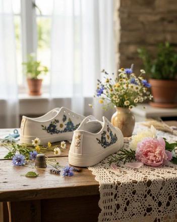 Plátené, ručne vyšívané tenisky, 36 - 42