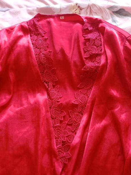 Červený satenovy župan l, l