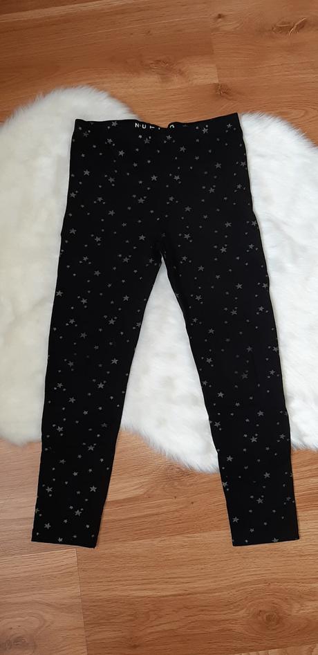 Čierne legíny s hviezdami 140/146, nutmeg,140