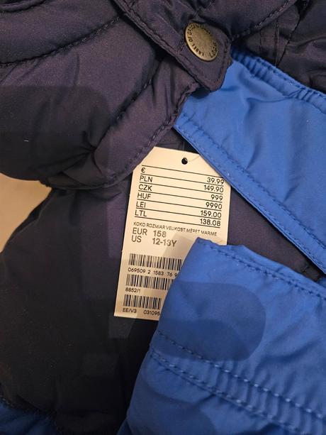 Modrá bunda, h&m,158
