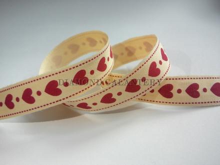 Bavlnená stuha 15 mm - srdiečka , 