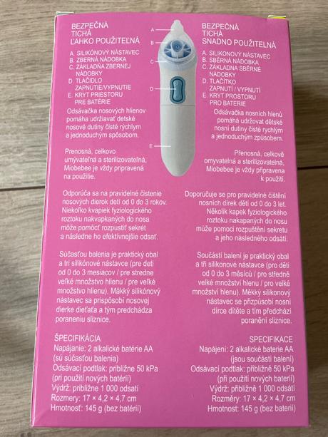 Elektrická odsávačka hlienov miobebee, 