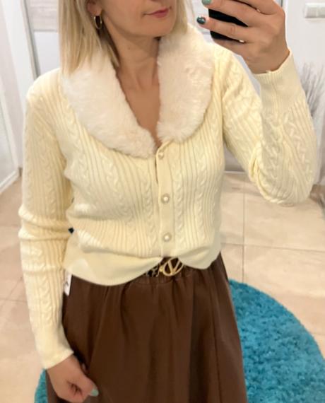 Dámsky sveter s kožušinkou, l / m / xl